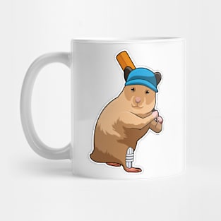 Hamster at Cricket with Cricket bat Mug